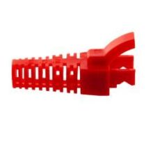 ShowMeCables RJ45 Adjustable "Shark Fin" Style Boot for Long Body RJ45 Plugs, Cut-to-Fit, Fits Cables 5.5 to 7.0mm, Red, 100 Pack