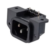 L-com AC PEM C14 PANEL FLANGE THRU-HOLE RIGHT ANGLE TERMINAL COVER CHAMBERED