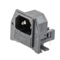 L-com AC PEM C14 PANEL FLANGE THUR-HOLE 2X FUSEHOLDERS