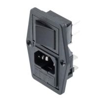 L-com AC PEM C14 PANEL SIDE FIXING FLANGE 6.3mm QUICK-CONNECT DOUBLE CONTACT SWITCH FUSEHOLDER