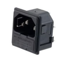 L-com AC PEM C14 1.0mm PANEL SNAP-IN 2.8mm SOLDER TERMINALS FUSEHOLDER