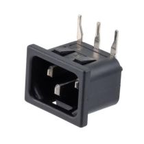 L-com AC PEM C14 3.0mm PANEL SNAP-IN THRU-HOLE RIGHT ANGLE