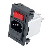 L-com AC PEM C14 1.0mm TO 3.0mm PANEL SNAP-IN 6.3mm QUICK-CONNECT EMI FILTERED SINGLE CONTACT ILLUMINATED SWITCH FUSEHOLDER
