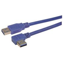 L-com USB 3.0 Type A male straight to right angle exit Type A male