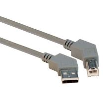 L-com 45 Degree USB Cable, 45 Degree Left Angled A Male / 45 Degree Left Angled B Male