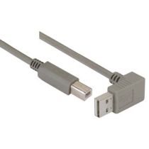 L-com Right Angle USB Cable, Down Angle A Male/ Straight B Male