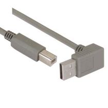 L-com Right Angle USB cable, Up Angle A Male/ Straight B Male