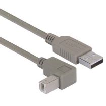 L-com Right Angle USB Cable, Straight A Male/Down Angle B Male