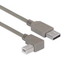 L-com Right Angle USB Cable, Straight A Male / Left Angle B Male