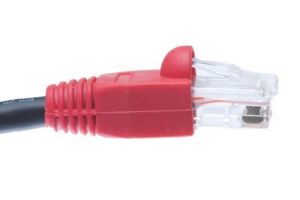 Cat6 Black Outdoor Ethernet Patch Cable - Red Slip On Boot