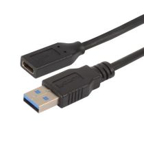 L-com USB 3.0 Type C Female to Type A Male Cable-0.3 M