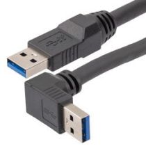 USB 3.0 High Flex Drag Chain Cable Assembly, Type A Male Plug to Right Angle Down Type B Male Plug, 20276 VW-1 PVC, Black