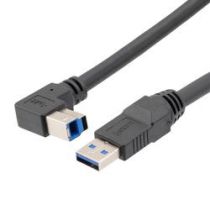 L-com USB 3.0 High Flex Drag Chain Cable Assembly, Type A Male Plug to Right Angle Down Type B Male Plug, 20276 VW-1 PVC, Black