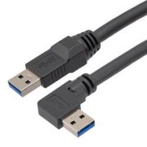 USB 3.0 High Flex Drag Chain Cable Assembly, Type A Male Plug to Right Angle Left Type B Male Plug, 20276 VW-1 PVC, Black