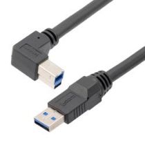 L-com USB 3.0 High Flex Drag Chain Cable Assembly, Type A Male Plug to Right Angle Left Type B Male Plug, 20276 VW-1 PVC, Black