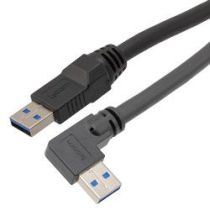 USB 3.0 High Flex Drag Chain Cable Assembly, Type A Male Plug to Right Angle Right Type B Male Plug, 20276 VW-1 PVC, Black