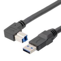 L-com USB 3.0 High Flex Drag Chain Cable Assembly, Type A Male Plug to Right Angle Up Type B Male Plug, 20276 VW-1 PVC, Black