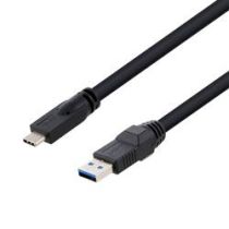 L-com High Flex Drag Chain USB 3.0 Cable Assembly, Type C Male Plug to Type A Male Plug, 28/26/22AWG, 20276 VW-1 PVC, Black