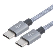 ShowMeCables USB 2.0 C Male to C Male Cable, Aluminum Shell with Grey Cotton Braid