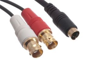 Dual BNC Female to S-Video Male Pigtail Adapter - 18 Inch