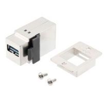L-com USB 3.0 Adapter Coupler, ECF Style Flange Mount Keystone Kit, Type A Female Jack to Type B Female Jack, Shielded, Silver