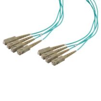 ShowMeCables Fiber Dist Cable, 4 Strand SC/UPC-SC/UPC OM3, 4.8mm Plenum Jkt, 2.0mm breakout at .5M