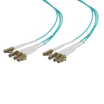 ShowMeCables Fiber Dist Cable, 4 Strand LC/UPC-LC/UPC OM3, 4.8mm PVC Jkt, 2.0mm breakout at .5M