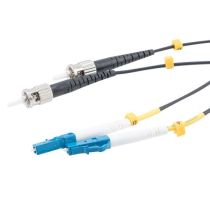 L-com Fiber Optic Patch Cord SM G652D Duplex LC/UPC-ST/UPC Armored 4.8mm LSZH Black
