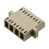 ShowMeCables LC Compact Receptacle Quad Adapter w/ Flange, Zr Sleeve, Beige Housing w/ Plastic Spring 