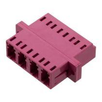 ShowMeCables LC Compact Receptacle Quad Adapter w/ Flange, Zr Sleeve, Heather Violet Housing w/ Pl Spring 