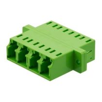 ShowMeCables LC Compact Receptacle Quad Adapter w/ Flange, Zr Sleeve, Lime Green Housing w/ Plastic Spring 