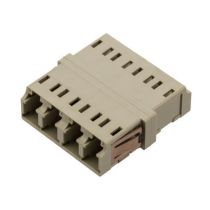 ShowMeCables LC Compact Receptacle Quad Adapter w/ reduced Flange, Zr Sleeve, Beige Housing w/ Metal Spring
