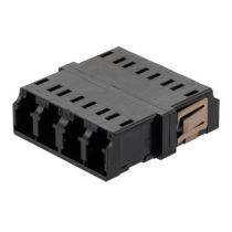 ShowMeCables LC Compact Receptacle Quad Adapter w/ reduced Flange, Zr Sleeve, Black Housing w/ Metal Spring