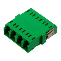 ShowMeCables LC Compact Receptacle Quad Adapter w/ reduced Flange, Zr Sleeve, Green Housing w/ Metal Spring
