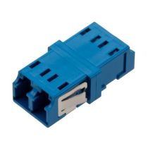 ShowMeCables LC Duplex Adapter, no Flange, Zr Sleeve, Blue Housing w/ Metal Side Stable Spring 