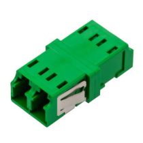 ShowMeCables LC Duplex Adapter, no Flange, Zr Sleeve, Green Housing w/ Metal Side Stable Spring 