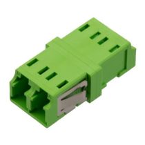 ShowMeCables LC Duplex Adapter, no Flange, Zr Sleeve, Lime Green Housing w/ Metal Side Stable Spring 