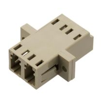 ShowMeCables LC Duplex Adapter w/ Flange, Zr Sleeve, Beige Housing w/ Plastic Spring 