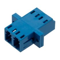 ShowMeCables LC Duplex Adapter w/ Flange, Zr Sleeve, Blue Housing w/ Plastic Spring 