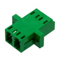 ShowMeCables LC Duplex Adapter w/ Flange, Zr Sleeve, Green Housing w/ Plastic Spring 