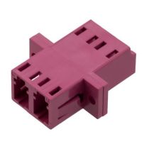 ShowMeCables LC Duplex Adapter w/ Flange, Zr Sleeve, Heather Violet Housing w/ Plastic Spring 