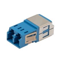 L-com Fiber Coupler, LC/LC Duplex, White Internal Shutter, Side Spring, High Density, No Flange, Blue