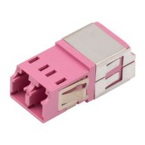 L-com Fiber Coupler, LC/LC Duplex, Translucent Internal Shutter, Side Spring, High Density, No Flange, Heather Violet