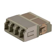 L-com Fiber Coupler, LC/LC Quad, White Internal Shutter, Side Spring, High Density, No Flange, Beige