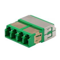 L-com Fiber Coupler, LC/LC Quad, White Internal Shutter, Side Spring, High Density, No Flange, Green