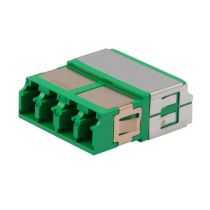 L-com Fiber Coupler, LC/LC Quad, Translucent Internal Shutter, Side Spring, High Density, No Flange, Green