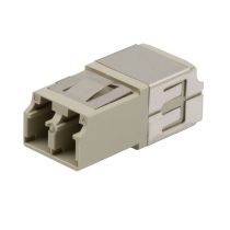 L-com Fiber Coupler, LC/LC Duplex, White Internal Shutter, Vertical Spring, High Density, No Flange, Beige