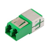 L-com Fiber Coupler, LC/LC Duplex, White Internal Shutter, Vertical Spring, High Density, No Flange, Green