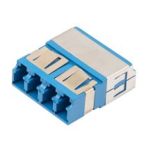 L-com Fiber Coupler, LC/LC Quad, White Internal Shutter, Vertical Spring, High Density, No Flange, Blue