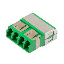 L-com Fiber Coupler, LC/LC Quad, White Internal Shutter, Vertical Spring, High Density, No Flange, Green